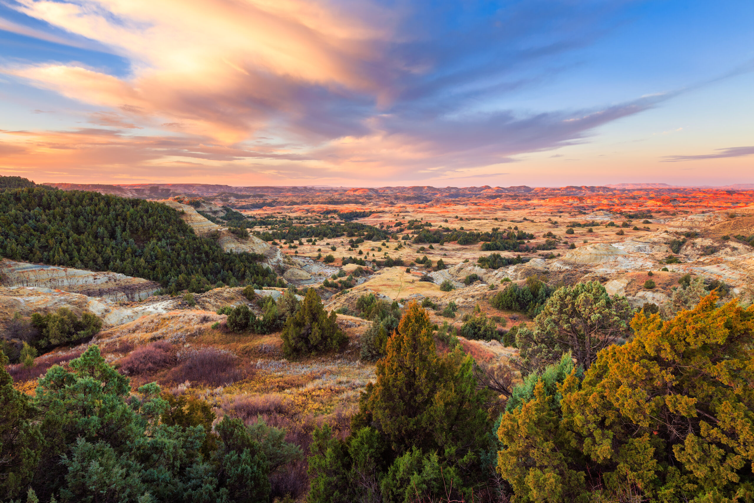 Travel Healthcare Jobs in North Dakota Sunrise over Theodore Roosevelt National Park, North Dakota